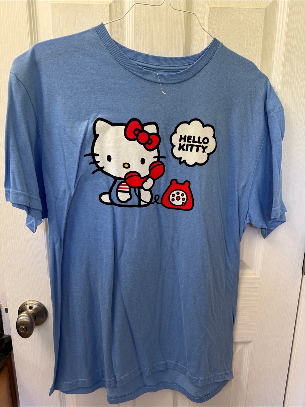 Hello Kitty Light Blue Short Sleeve Tee with Red Accents